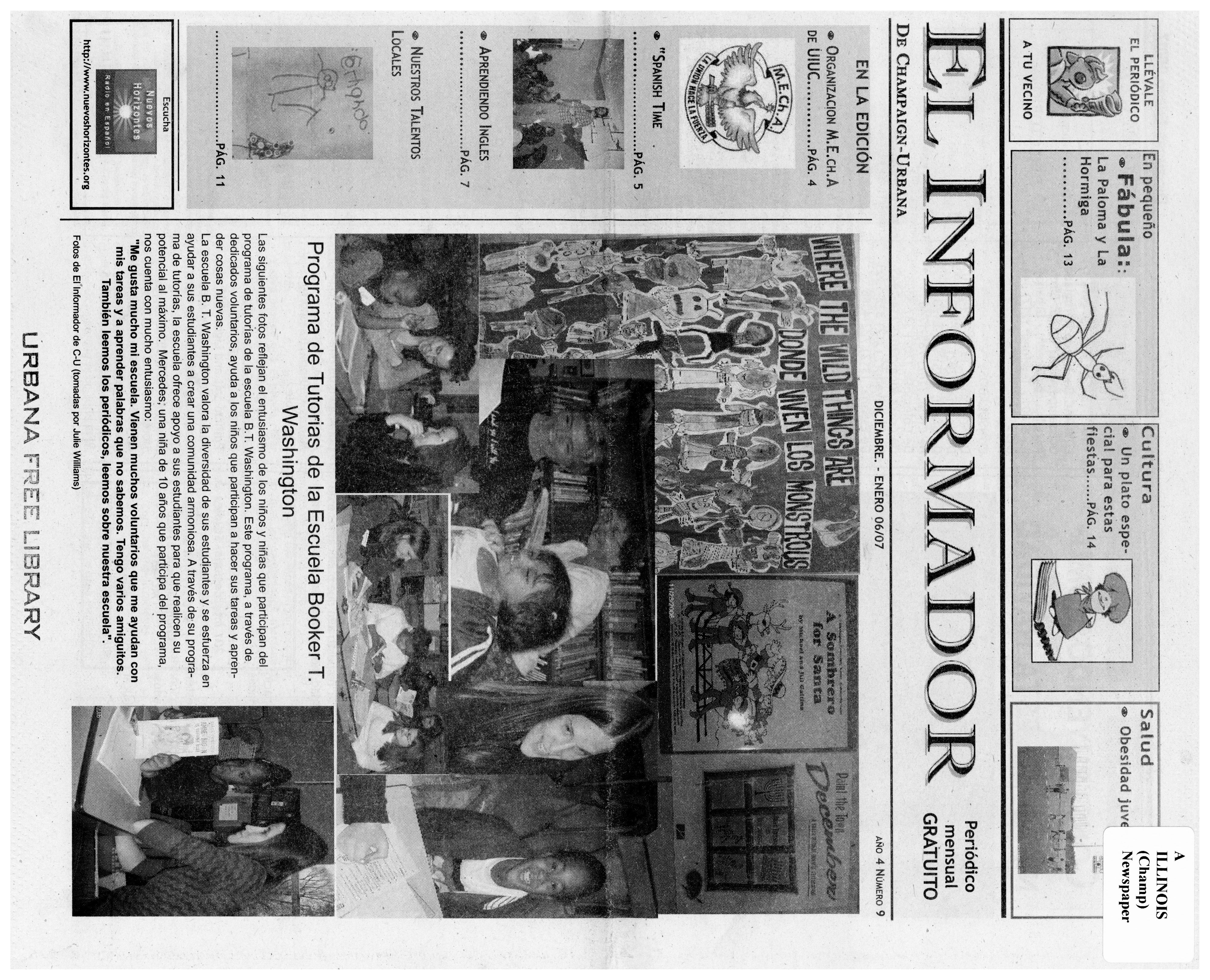 Front page of El Informador, Spanish language newspaper in C-U, December-January 2006-2007 