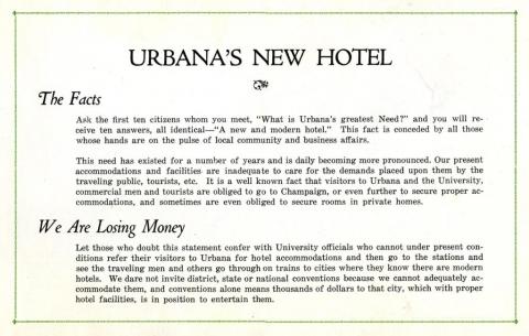 Pamphlet produced by the Urbana Hotel Corporation in 1921.