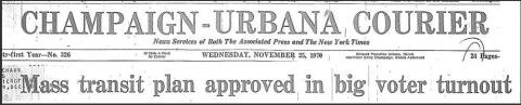 1970 Courier headline on referendum to establish a mass transit district.