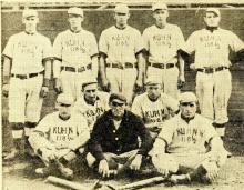 Photograph of Kuhn’s Clippers in 1895 with the Jos Kuhn & Co. slogan on their jerseys