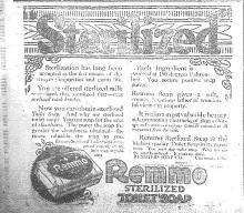 Black and white advertisement for Remmo Sterilized Toilet Soap, Courier, July 2, 1920