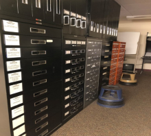 Microfilm cabinets in Champaign County Historical Archives 