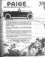 Advertisement for Paige Light Six, The News-Gazette, July 8, 1920