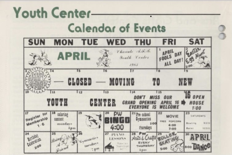 Youth Center Calendar