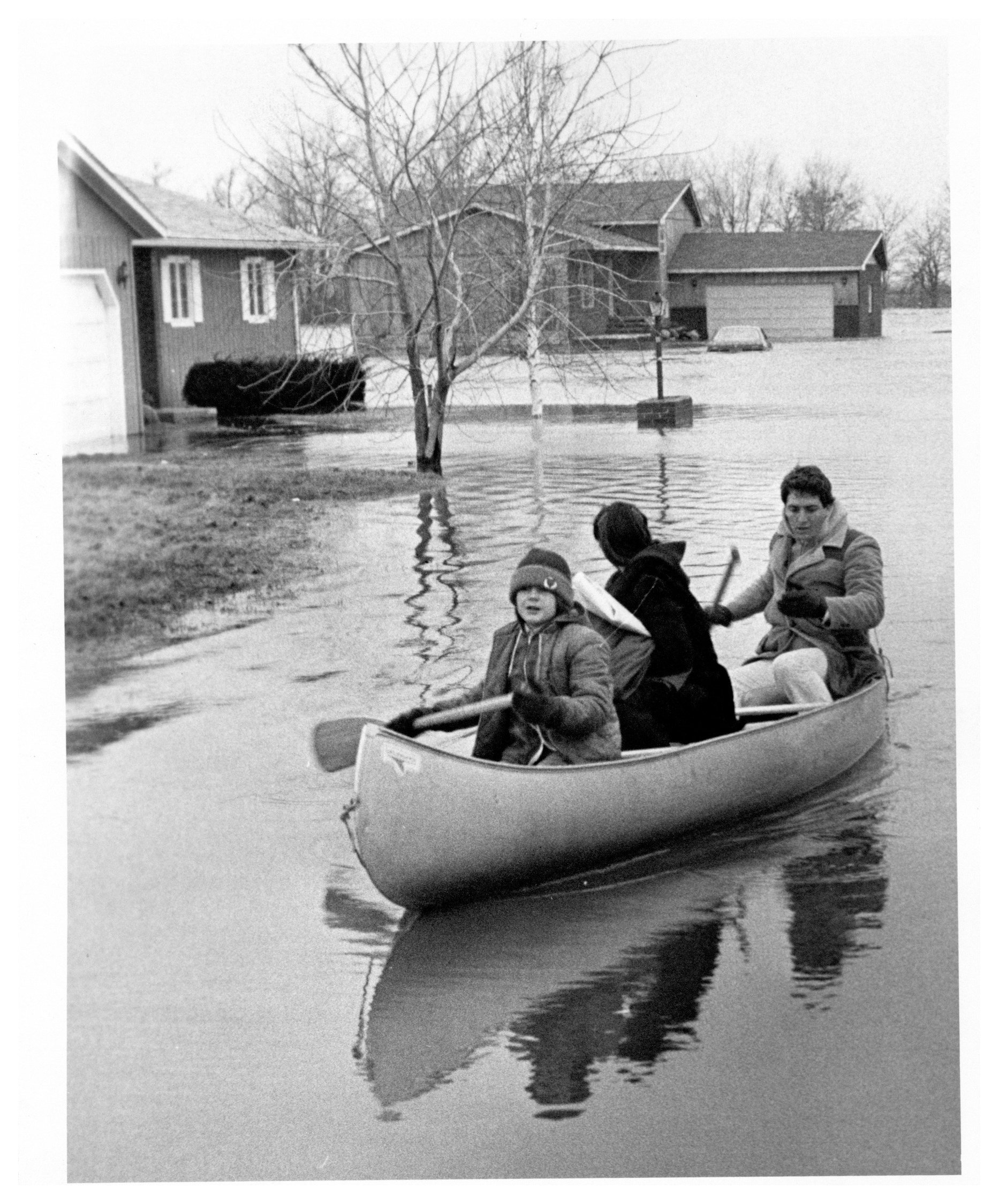 Canoe on flooded street