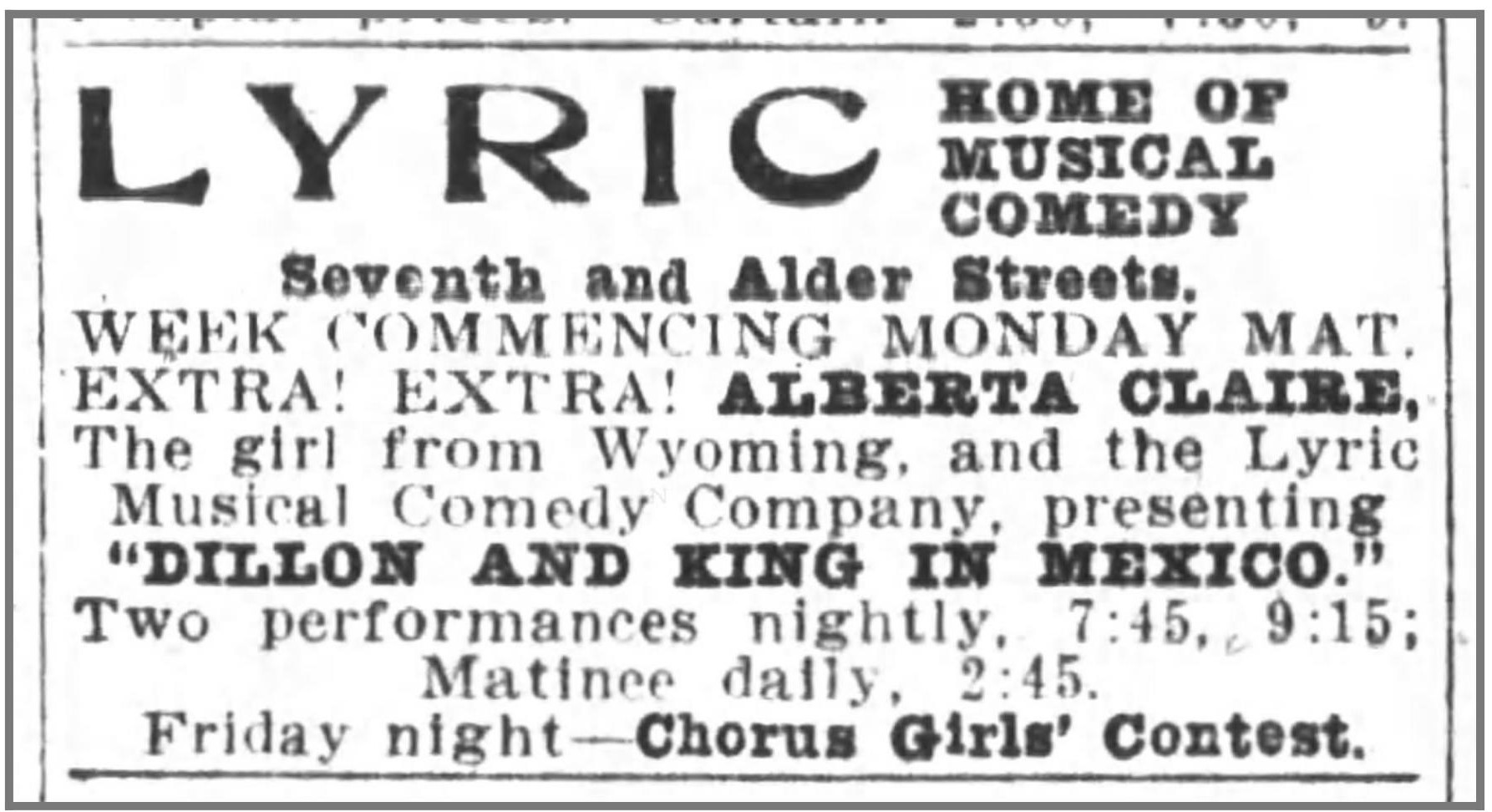 Oregon Daily Lyric Theater Ad