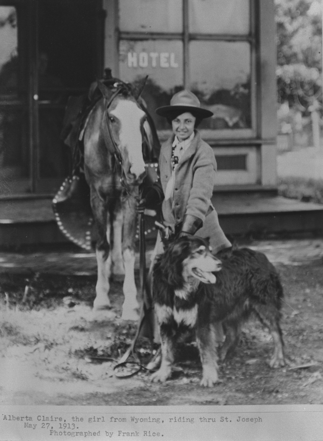 Alberta Claire in St. Joseph with her Horse