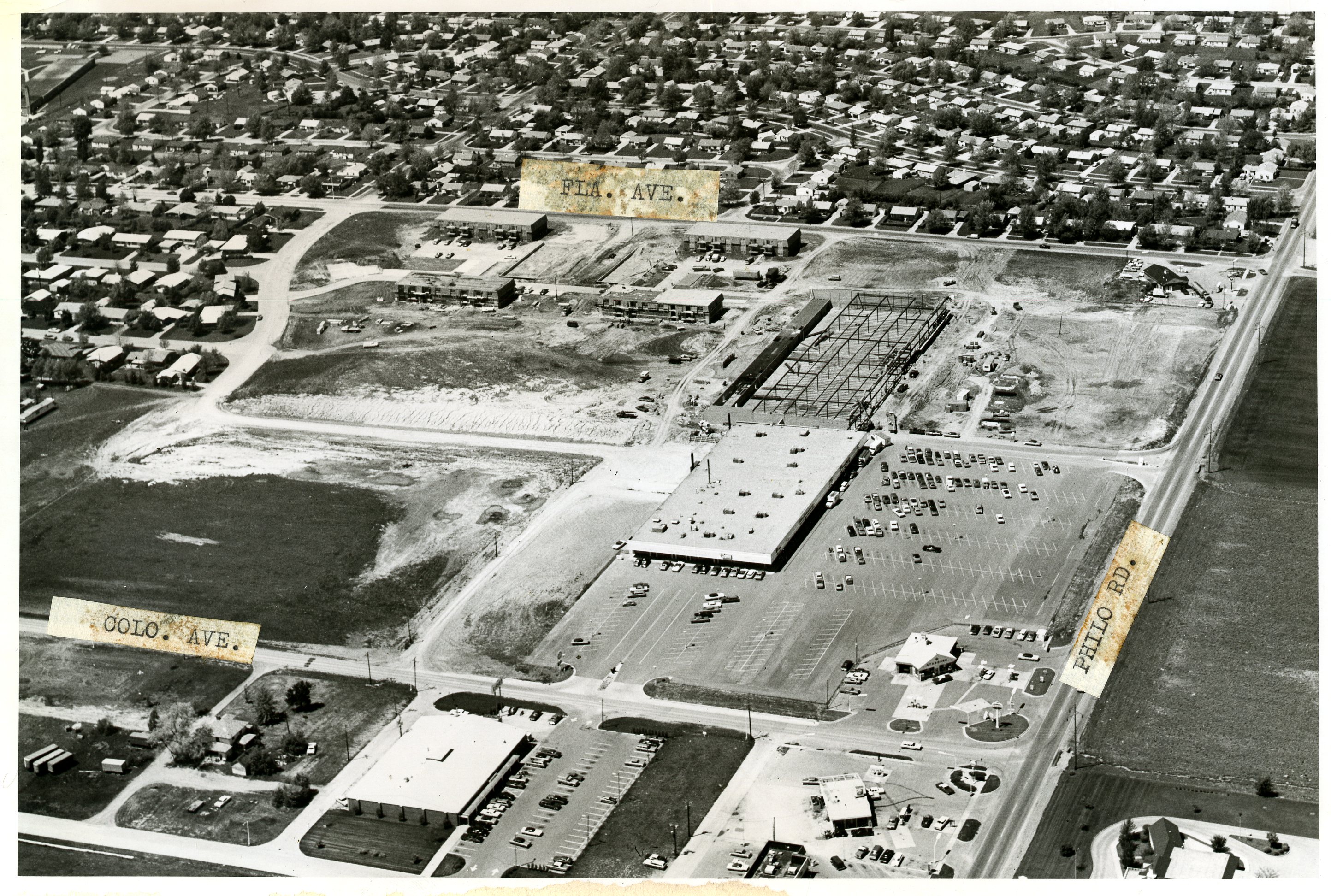Aerial photograph, Sunnycrest Development, Philo Road, Urbana, 1971