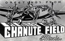 Chanute postcard that says "greetings from Chanute Field Illinois"