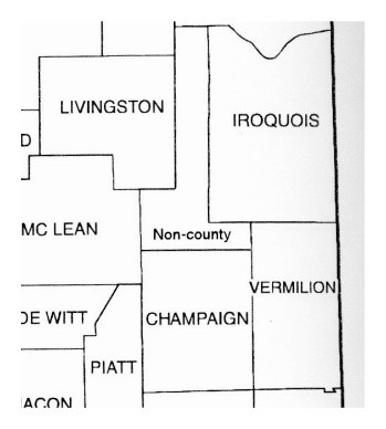 Image of what would become Ford County, while it was classified as a non-county from 1845 to 1860.