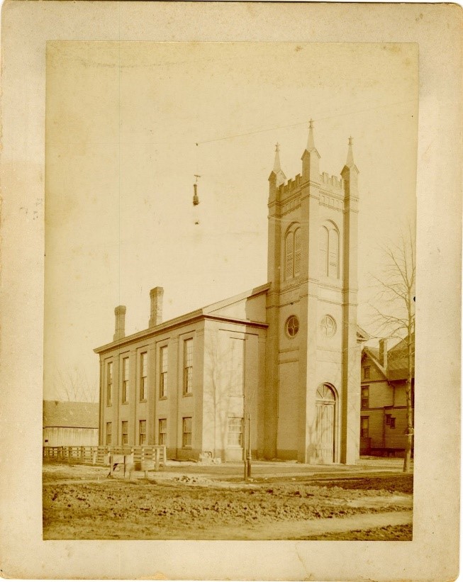 First Methodist Church with new spire.