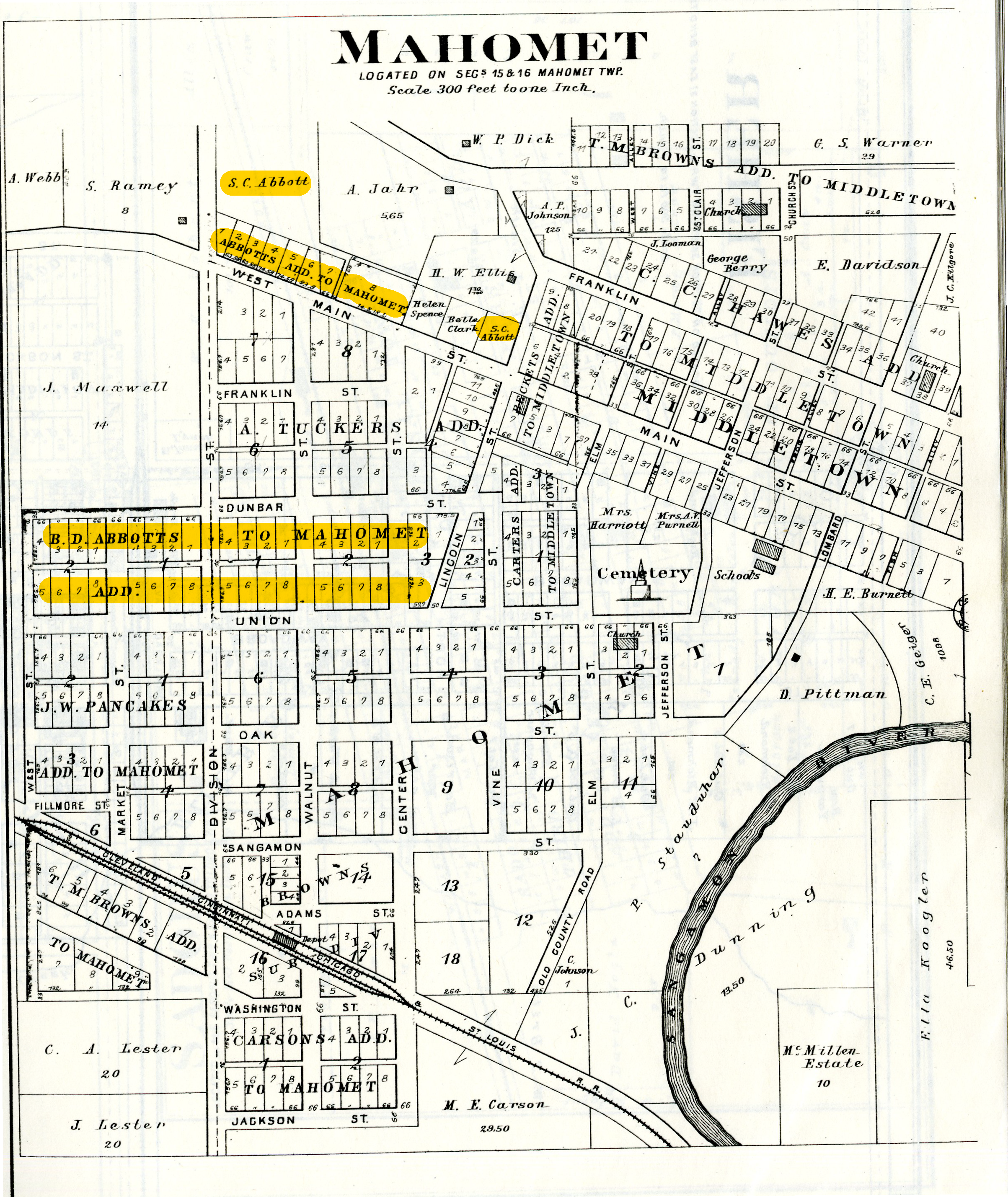 Village of Mahomet Plat Map, 1893