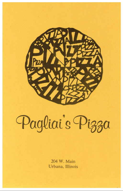 Pagliai's Pizza menu cover.