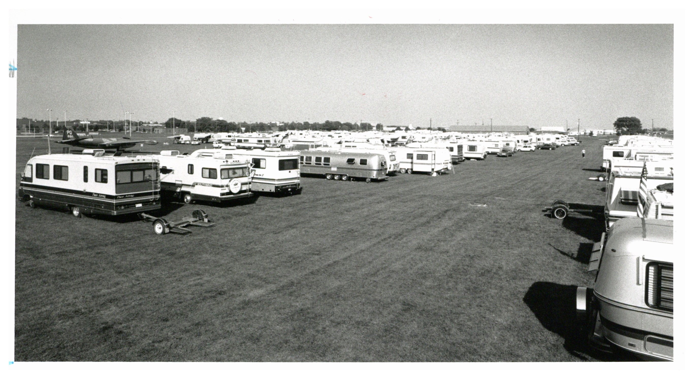 Chanute retirees set up campers and RVs at the Chanute Air Force Base for a reunion.