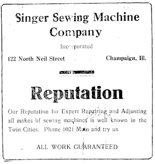 Newspaper advertisement for the Singer Sewing Machine Company.