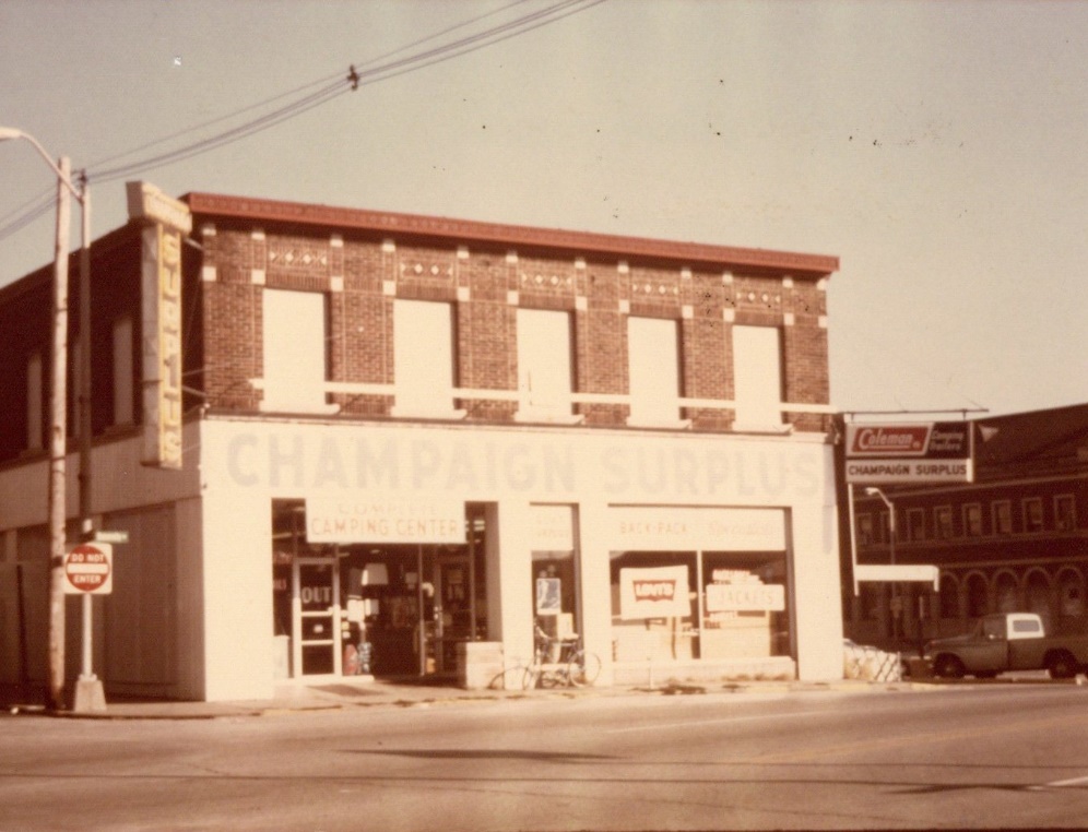 Color photograph of the facade of Champaign Surplus.