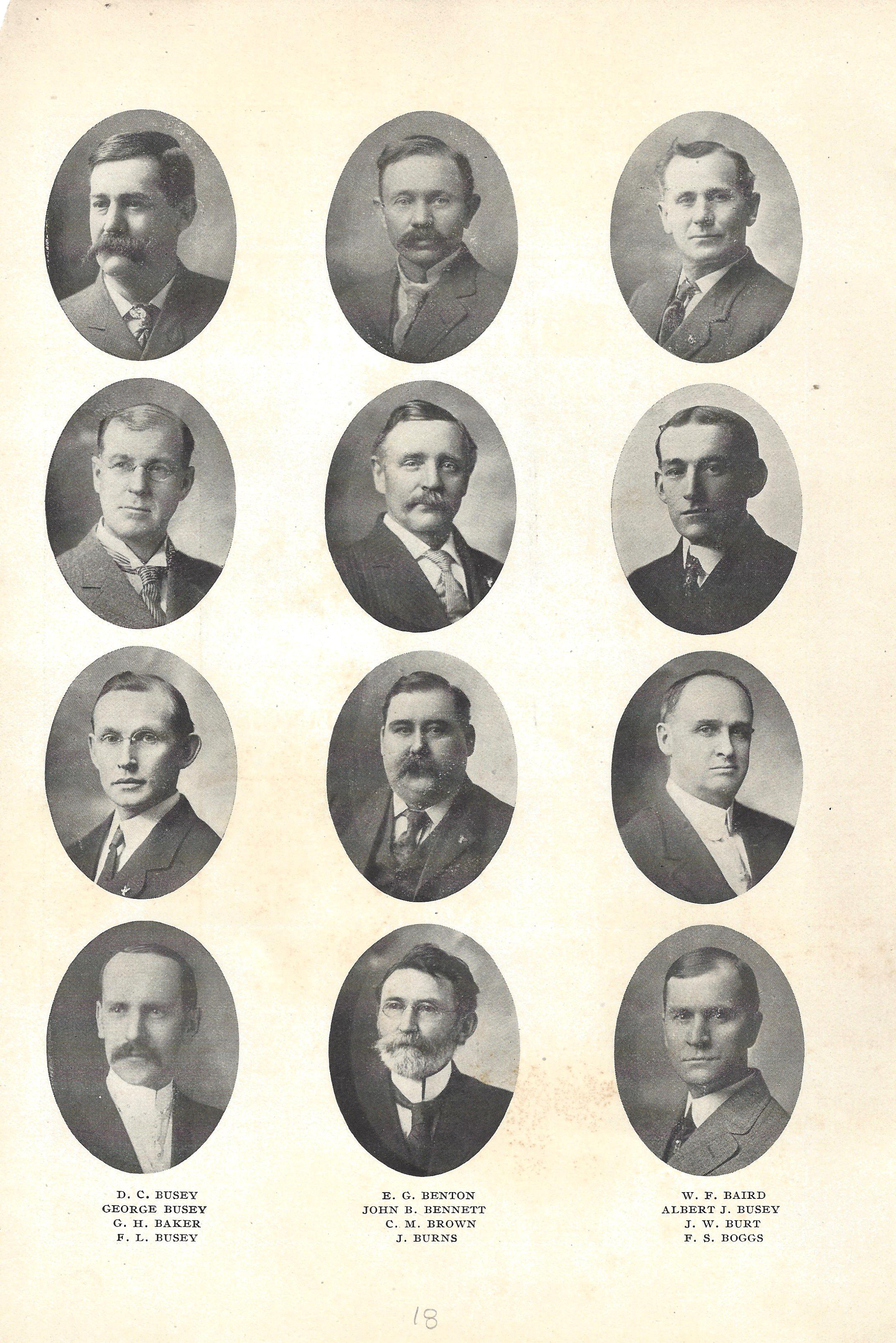 Page 18 of the booklet showing the Elks members.