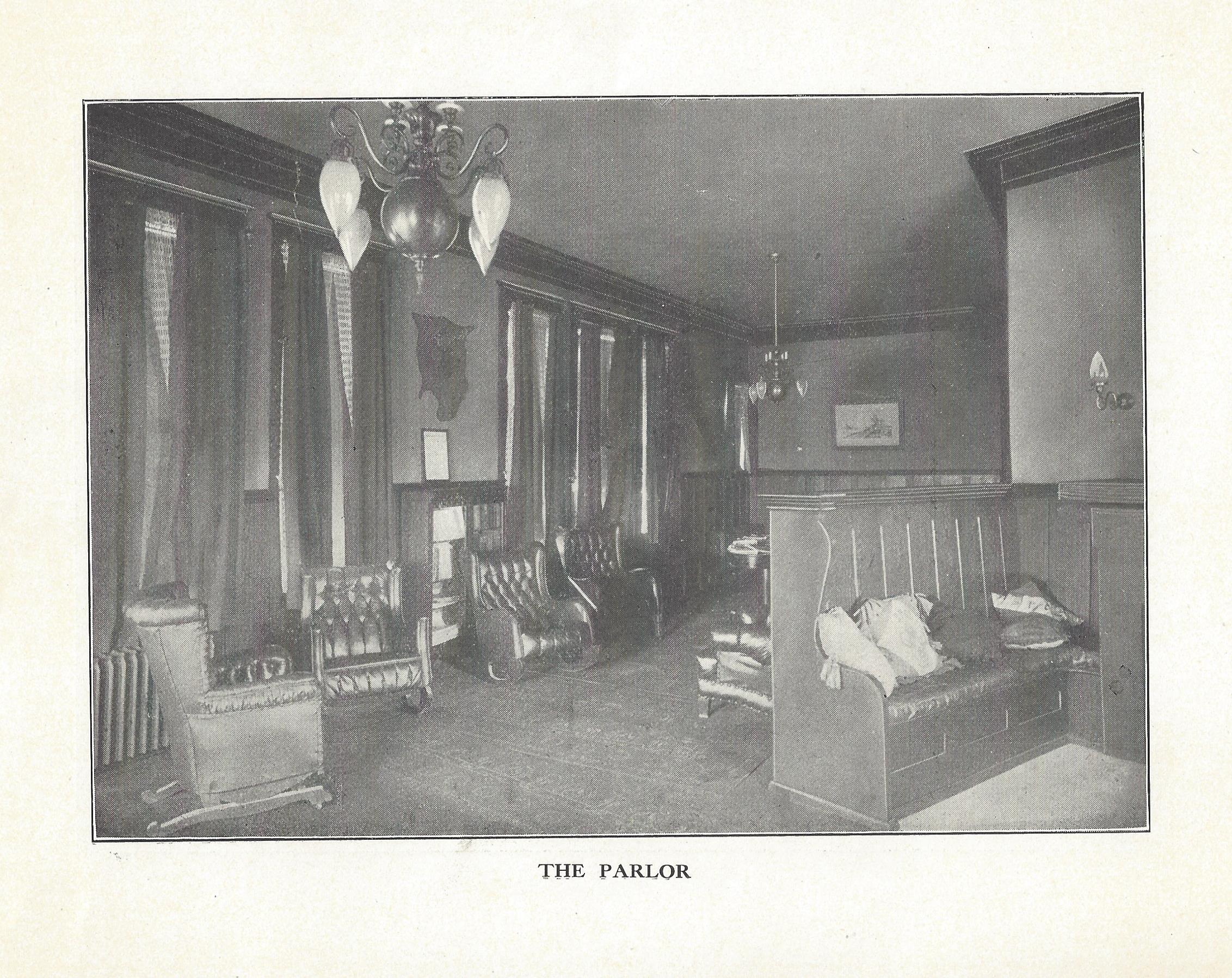 The Elks' parlor room in the flat iron building in Urbana.