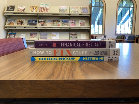 Stack of three books