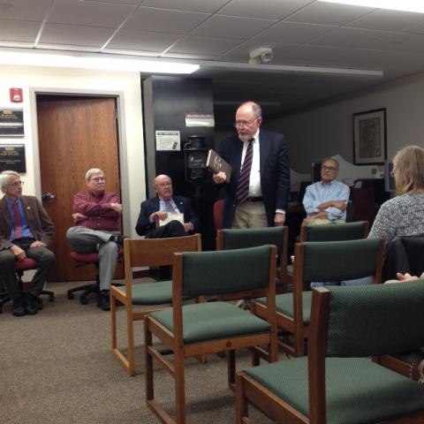Fred Schlipf, former director of The Urbana Free Library, presenting at Authors Panel, October 25, 2014