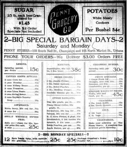 Penny Grocery Co. advertisement, March 26, 1915 