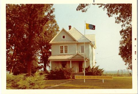 Flag of Earth flying at designer James Cadle's house, 1973