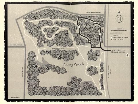 Busey Woods map, from Up Down & Around brochure