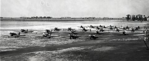 Airplane Formation Preparing for Flight, 1937