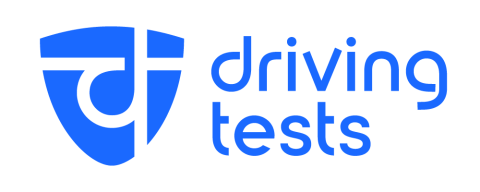 driving tests in blue lowercase text