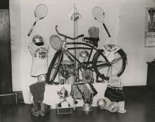 Display of soap box derby prizes, 1940