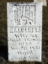 Headstone of Margaret Thomas in Bliss Cemetery, Sidney Township