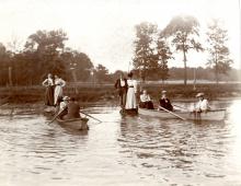 People in canoes on Crystal Lake, undated 