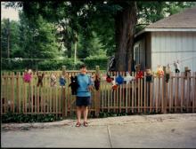 Stuffed animals airing out after library's 1994 fire