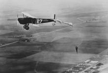 Harold Osborn, Parachute Caught on Plane, 1931