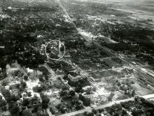 Aerial view of downtown Urbana, 1940