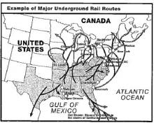 Map of major underground railroad routes