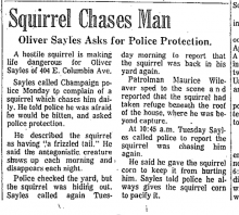 Squirrel Chase Man newspaper article, Courier, 4 May 1965