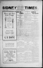 Sidney Times newspaper, August 28,1908, front page